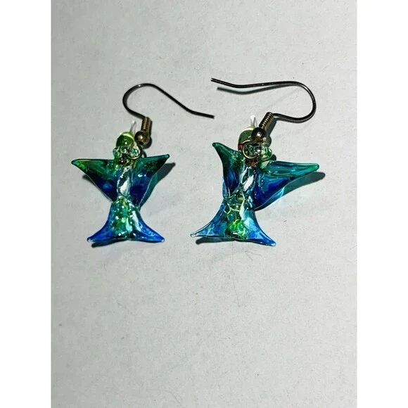 Artisan Glass Hummingbird Earrings Fishhook Back - Picture 3 of 9